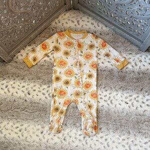 MilkBerry pumpkin sunflower footie pajamas baby girls 3-6 months bamboo fall